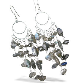 Design 13987: blue,gray labradorite chandelier earrings