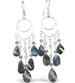 Design 13989: blue,gray,white labradorite chandelier earrings