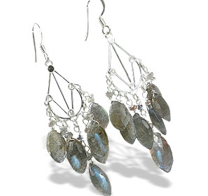 Design 13990: blue,gray,white labradorite chandelier earrings