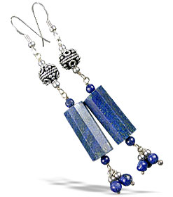 Design 13997: blue,gray lapis lazuli ethnic earrings