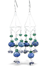 Design 13998: blue,gray lapis lazuli chandelier earrings