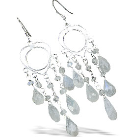 Design 14003: white moonstone chandelier earrings
