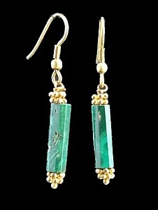 Design 1430: green malachite earrings