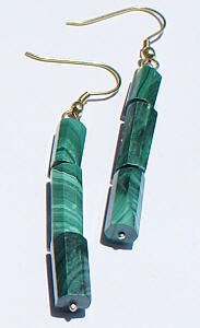 Design 1432: green malachite earrings