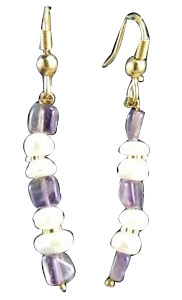 Design 1433: purple,white amethyst earrings