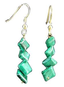 Design 1504: green malachite earrings