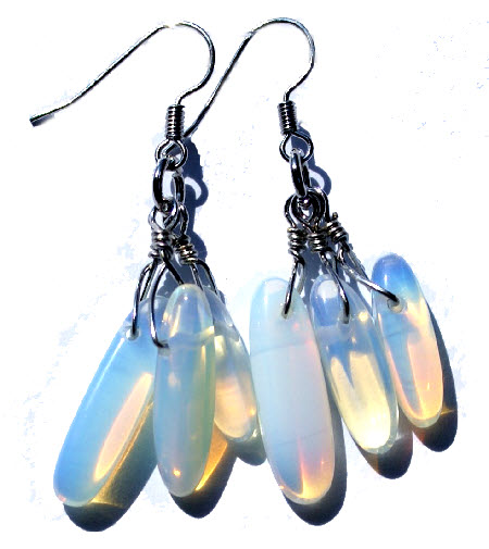 Design 15095: white opalite chandelier earrings