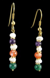 Design 1524: multi-color multi-stone earrings