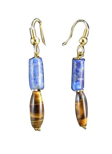 Design 1531: blue,brown lapis lazuli earrings