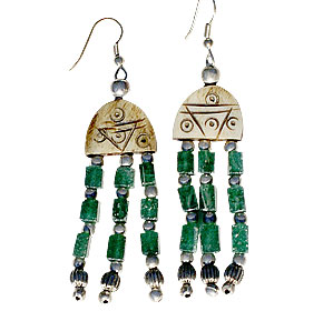 Design 16041: brown,green bone earrings