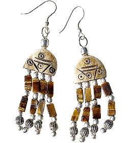 Design 16080: brown tiger eye ethnic earrings