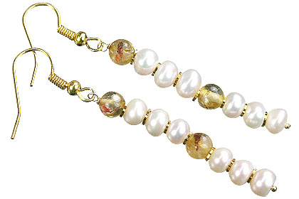 Design 16147: white,yellow pearl earrings
