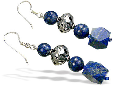 Design 16192: blue lapis lazuli art-deco earrings