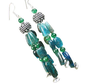 Design 16247: blue,green apatite multistrand earrings