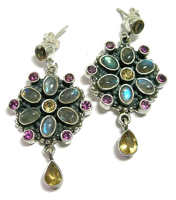 Design 1784: multi-color labradorite estate earrings