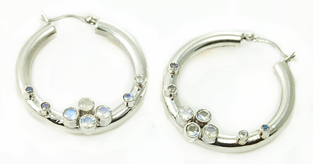 Design 18129: white moonstone earrings