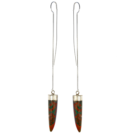 Design 18761: green bloodstone earrings
