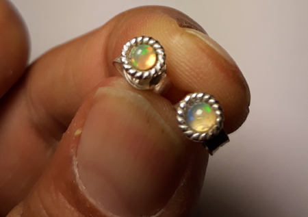 Design 22142: blue,orange,yellow opal earrings