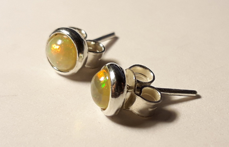 Design 22144: blue,orange,yellow opal earrings