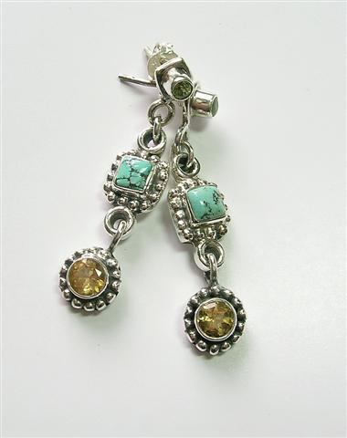 Design 3108: green,yellow turquoise earrings