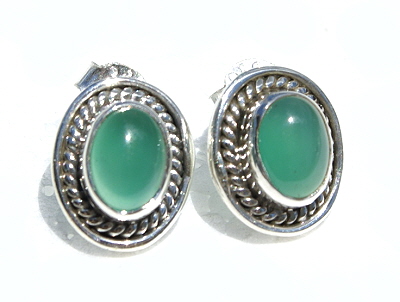 Design 436: green onyx post earrings