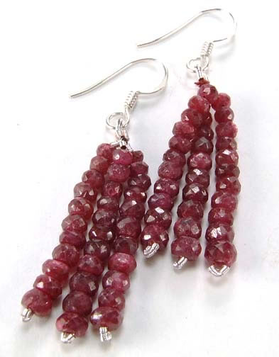 Design 5161: red ruby multistrand earrings