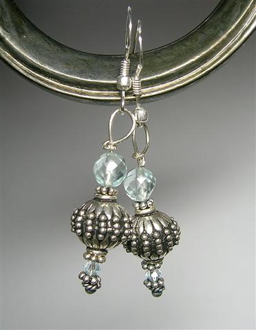 Design 5211: blue crystal ethnic earrings