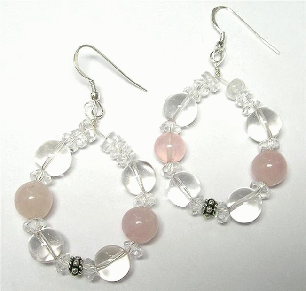 Design 5535: pink,white rose quartz earrings