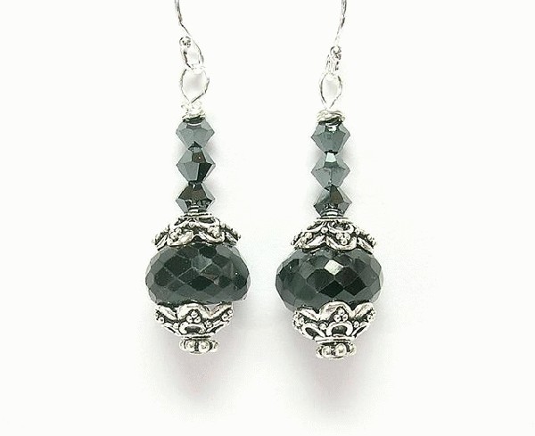 Design 5637: black crystal earrings