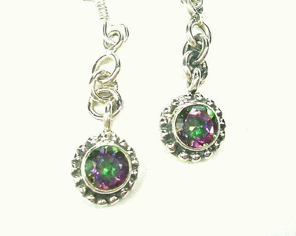 Design 5975: green,purple mystic quartz earrings