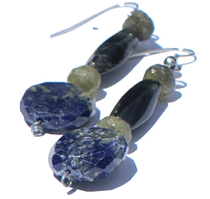 Design 5990: blue,multi-color lapis lazuli drop earrings