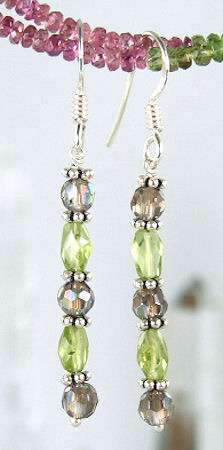 Design 6013: brown,green peridot earrings