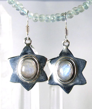 Design 6020: white moonstone star earrings