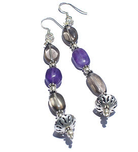 Design 6021: brown,gray,purple smoky quartz earrings