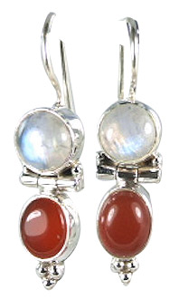 Design 6043: orange,red,white moonstone earrings