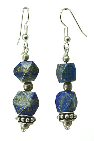 Design 6055: blue, silver lapis lazuli earrings