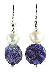 Design 6325: blue,white lapis lazuli chunky earrings