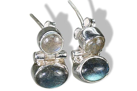 Design 6327: blue,gray labradorite post earrings