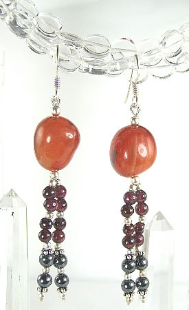 Design 6355: orange,red carnelian earrings