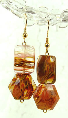 Design 6365: brown,yellow galaxy quartz earrings