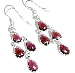 Design 6384: red garnet chandelier earrings