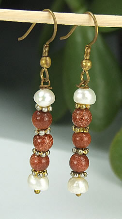 Design 6405: brown,white sunstone earrings