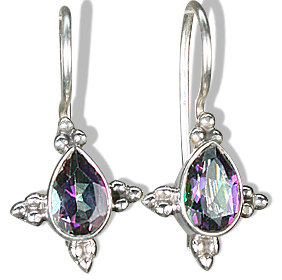 Design 6429: blue,green,pink mystic quartz drop earrings