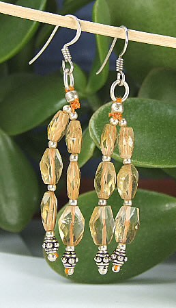 Design 6437: yellow citrine multistrand earrings