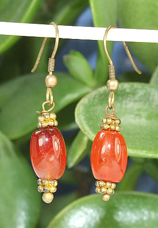 Design 6440: orange carnelian earrings