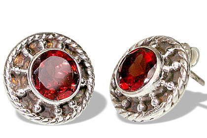 Design 696: red garnet gothic-medieval, post, stud, studs earrings