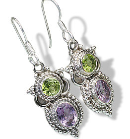 Design 7098: green,purple peridot estate earrings