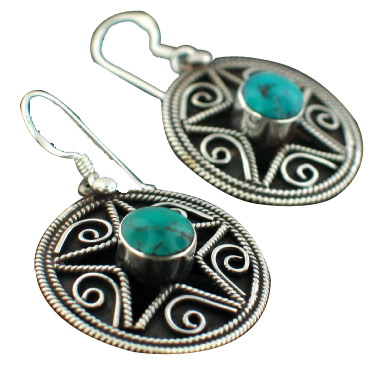 Design 7099: blue turquoise star earrings