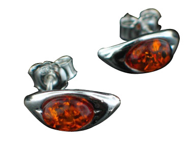 Design 7138: orange amber post, stud earrings