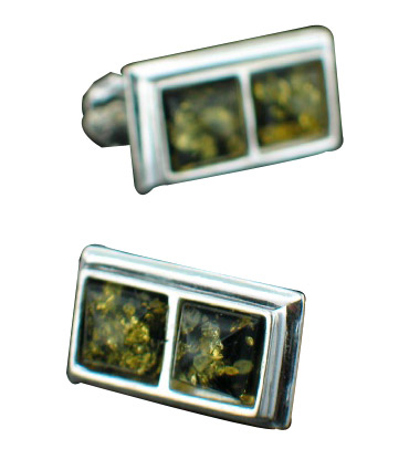 Design 7143: green amber post earrings